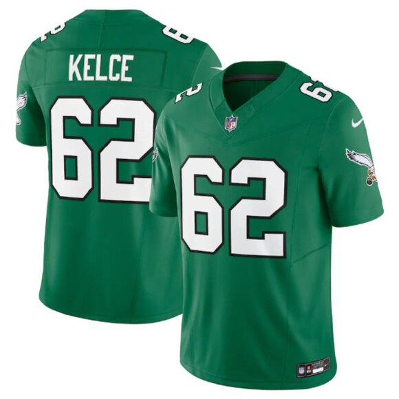 Mens Youths Kids Womens 62 Jason Kelce Green Stitched Vapor Jersey